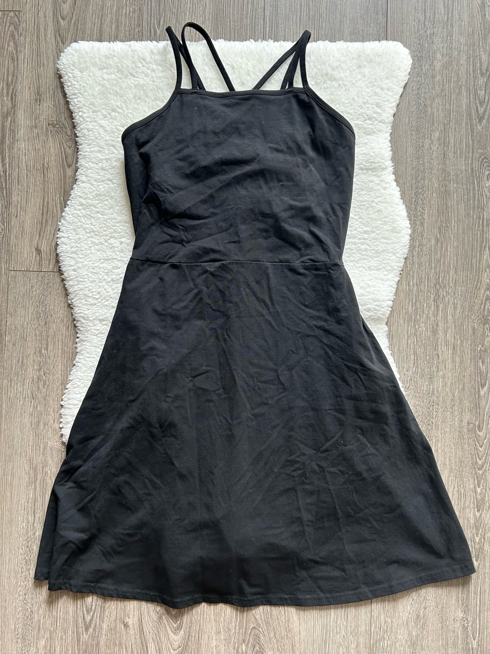 Pact Black Strappy A-Line Women's Cotton Dress